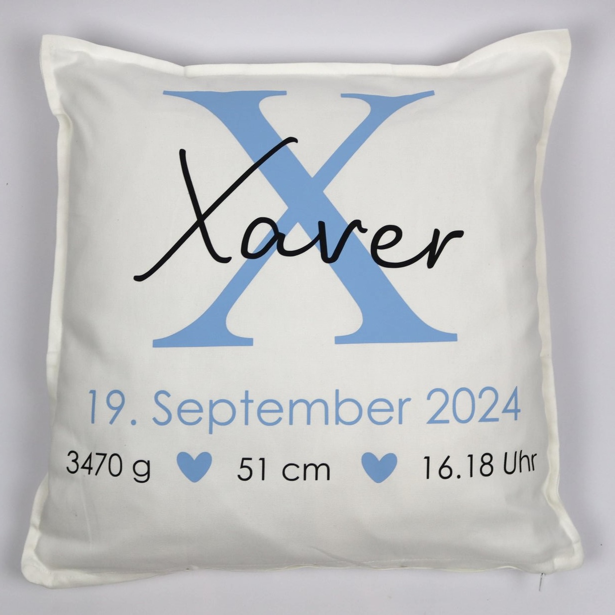 Kissenhülle "Geburtsdaten"