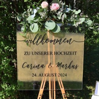 Schild "Willkommen zur Hochzeit"